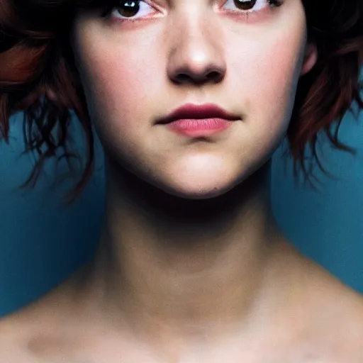 Image similar to a masterpiece portrait photo of a beautiful young woman who looks like a manic pixie dream girl mary elizabeth winstead, symmetrical face