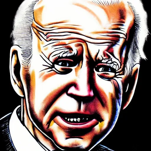 Image similar to : biden looking sad, political cartoon, style of Ralph Steadman