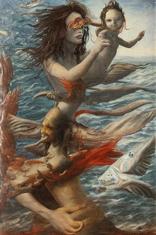 Prompt: dagon and stella in sea