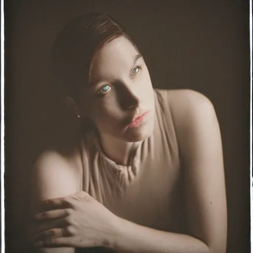 Image similar to medium format color portrait, film noir lighting