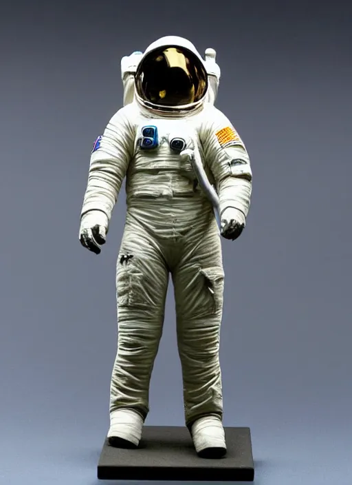 Prompt: Fine Image on the store website, eBay, Full body, 80mm resin figure of a detailed astronaut, Environmental light from the front, dark background