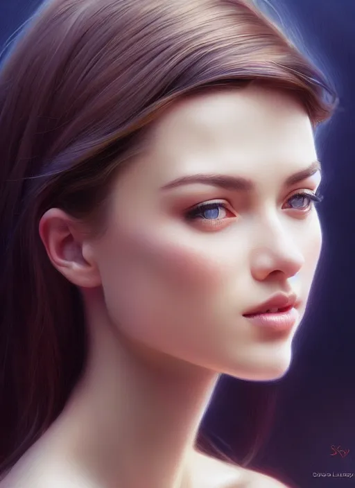 Image similar to photo of a gorgeous young woman in the style of stefan kostic, realistic, sharp focus, 8k high definition, insanely detailed, intricate, elegant, art by stanley lau and artgerm