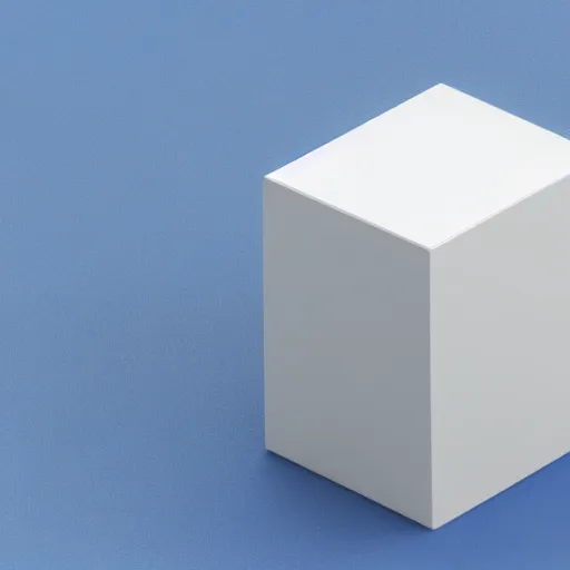 Prompt: 3 d render of a white cube in a blue room