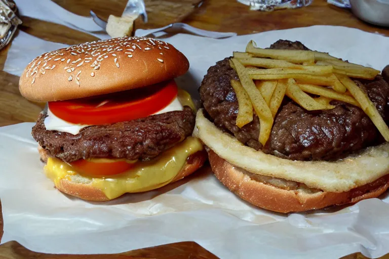 Prompt: hamburger made of salt