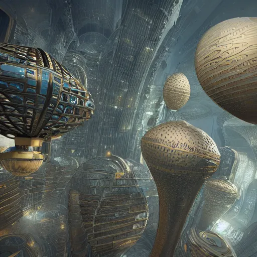 Image similar to enormous flying city in a faberge egg, sky, steampunk, fantasy art, masterpiece, hugh ferriss, octane render