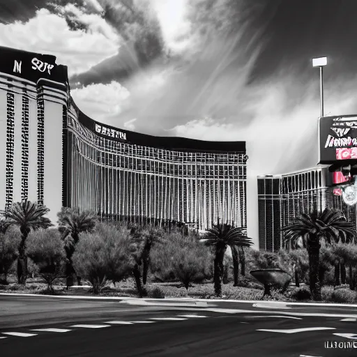 Image similar to Las Vegas in the apocalypse, (Sony a7R IV, symmetric balance, polarizing filter, Photolab, Lightroom, 4K, Dolby Vision, Photography Award)