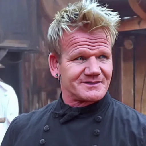 Prompt: gordon ramsay in a deleted scene from pirates of carribean