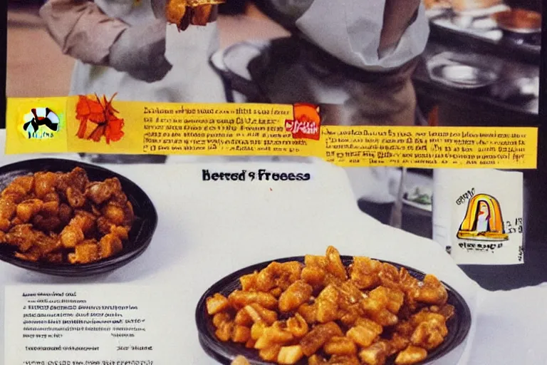 Image similar to mcdonald's fried bees with dry leaf stew, in 1 9 9 5, y 2 k cybercore, advertisement photo