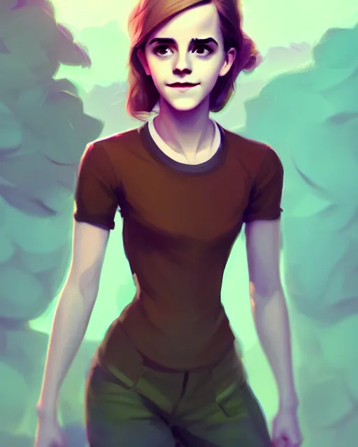 Image similar to a portrait of a beautiful full body Emma Watson smiling, art by lois van baarle and loish and ross tran and rossdraws and sam yang and samdoesarts and artgerm, digital art, highly detailed, intricate, sharp focus, Trending on Artstation HQ, deviantart, unreal engine 5, 4K UHD image