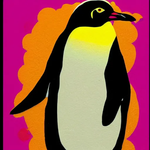 Image similar to powerful penguin in the style of art nouveau. lively. colorful. hd.