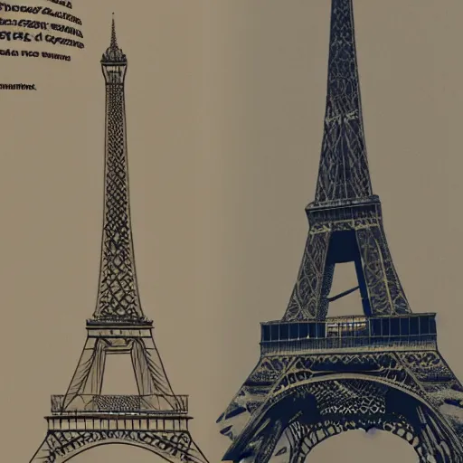 Image similar to rejected design sketches for the eiffel tower