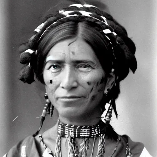 Prompt: french native woman, from native tribes, native american