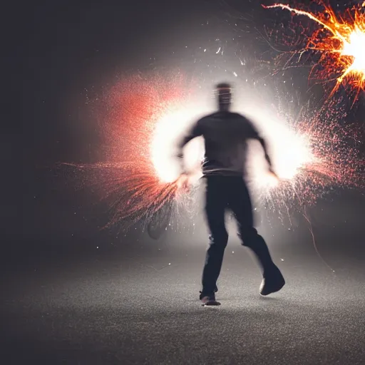 Image similar to man hitting the ground creating a explosion