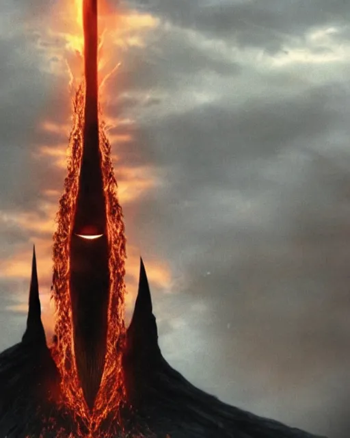 Prompt: the eye of sauron, in mordor, lord of the rings