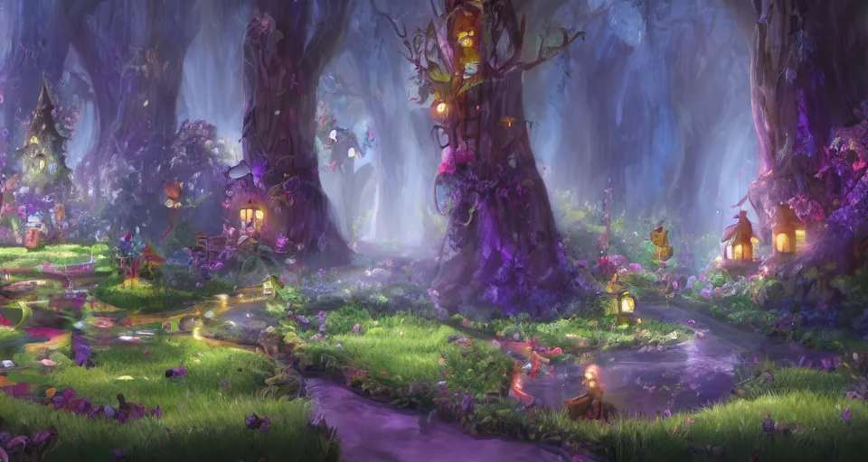 Image similar to Enchanted and magic forest, by Pixar Concept Artists
