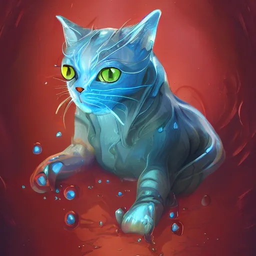 Image similar to liquid cat, water elemental, fantasy, highly detailed, smooth, artstation, digital illustration