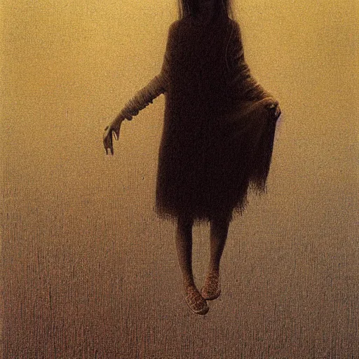 Prompt: 10 years old girl, painting by Beksinski