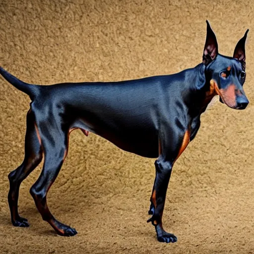 Prompt: photo of a doberman ant hybrid