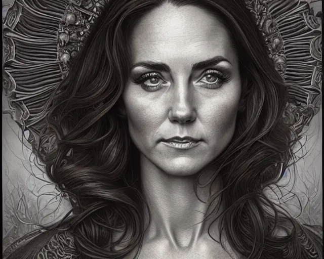 Image similar to photography of laurie lipton, deep focus, d & d, fantasy, intricate, elegant, highly detailed, digital painting, artstation, concept art, matte, sharp focus, illustration, kate middleton, art by artgerm and greg rutkowski and alphonse mucha