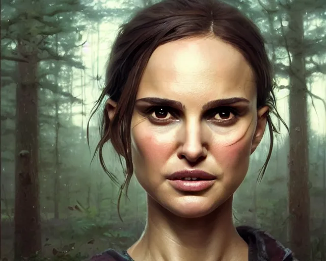 Image similar to highly detailed portrait of natalie portman, in the walking dead, stephen bliss, unreal engine, fantasy art by greg rutkowski, loish, rhads, ferdinand knab, makoto shinkai and lois van baarle, ilya kuvshinov, rossdraws, tom bagshaw, global illumination, radiant light, detailed and intricate environment