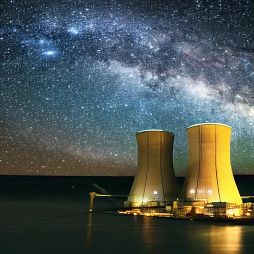 Image similar to The Milky Way over a nuclear power plant