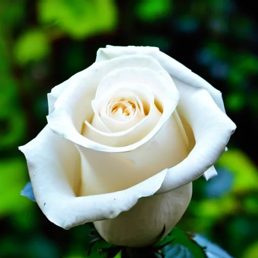 Prompt: The most beautiful white rose, photograph