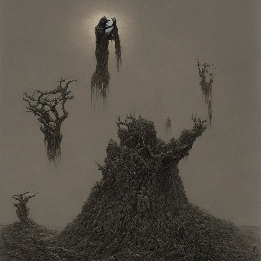 Image similar to false prophet by zdzislaw beksinski, color