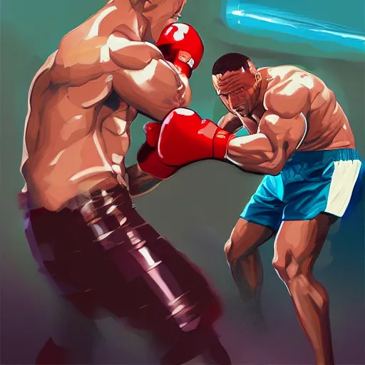 Image similar to dwayne johnson boxing with evil obama, digital painting, artstation, ristan eaton, victo ngai, artgerm, rhads, ross draws, anime styled