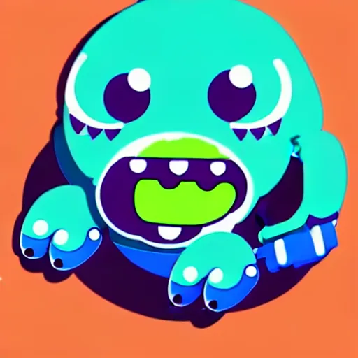 Image similar to cute monster skateboarding, sticker art, cronobreaker, beeple