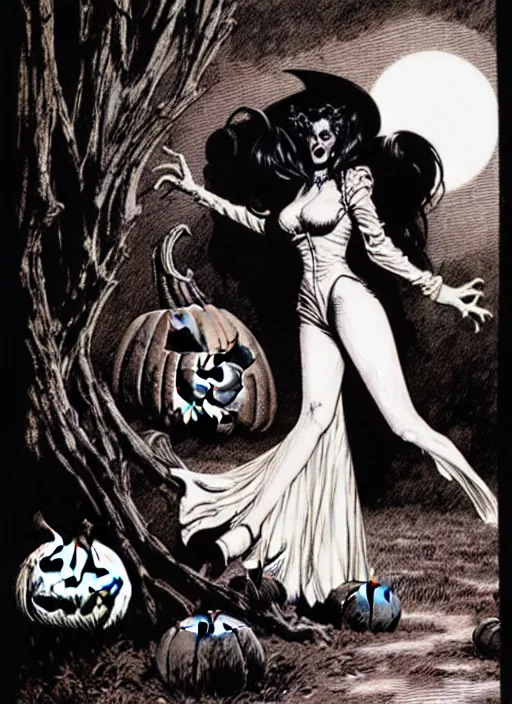Prompt: The Mistress of Halloween by bernie wrightson
