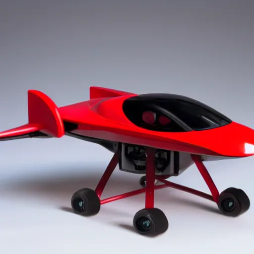 Image similar to red sport flying hovercar 35mm product photo