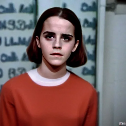 Image similar to photo, emma watson, film still from my mom is in jail ( 1 9 6 5 ), kodak ektachrome 1 2 0, 2 6 mm,