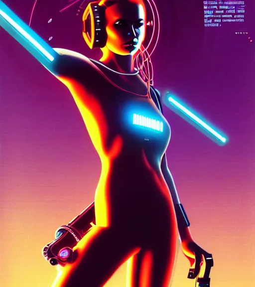 Image similar to cable inserted into head, jacked into cyberdeck wrist terminal, very very beautiful cyberpunk woman, computer, 1 9 7 9 omni magazine cover, style by vincent di fate, cyberpunk 2 0 7 7, very coherent, detailed, 4 k resolution, unreal engine, daz