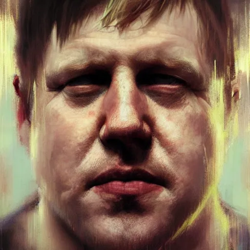 Image similar to boris johnson, hyperrealistic portrait, bladerunner street, art of elysium by jeremy mann and alphonse mucha, fantasy art, photo realistic, dynamic lighting, artstation, poster, volumetric lighting, very detailed face, 4 k, award winning