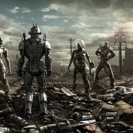 Prompt: a still of wasteland from fallout 3 movie