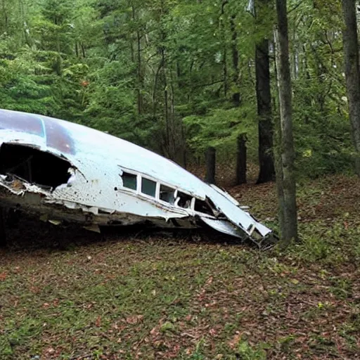 Image similar to ancient airplane fuselage crash in the woods