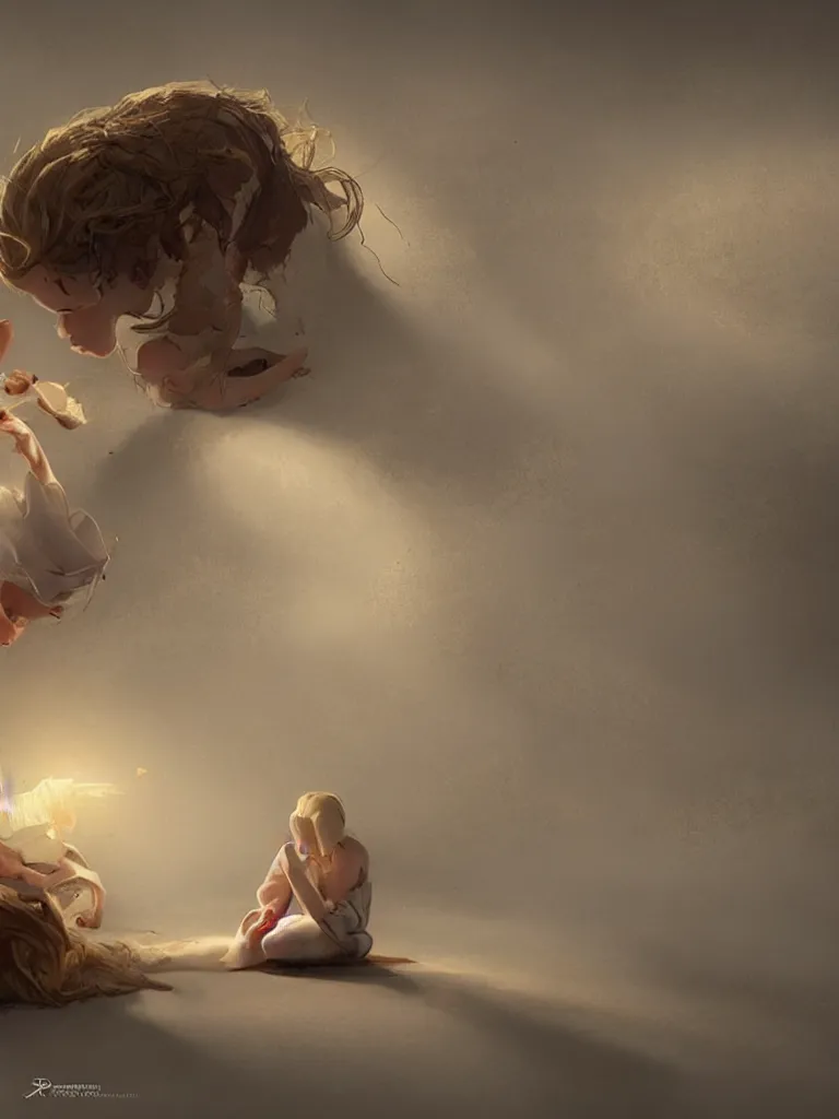Prompt: broken heart on the ground by disney concept artists, blunt borders, rule of thirds, golden ratio, godly light