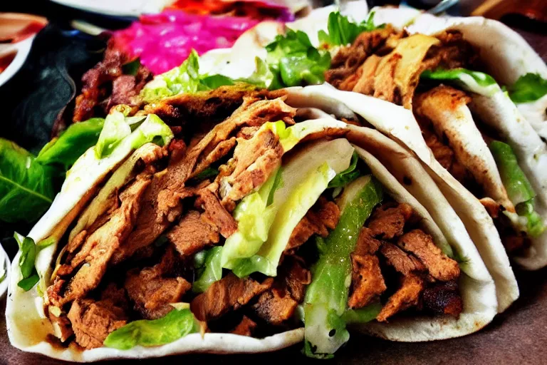 Image similar to very tasty shawarma. close up. food photo award winner. trending on instagram