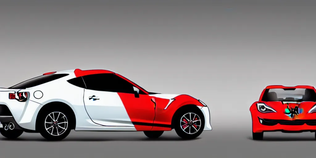 Image similar to combine Toyota gt86 2015 and Corvette C2 1969 as one car. No background, concept art style.