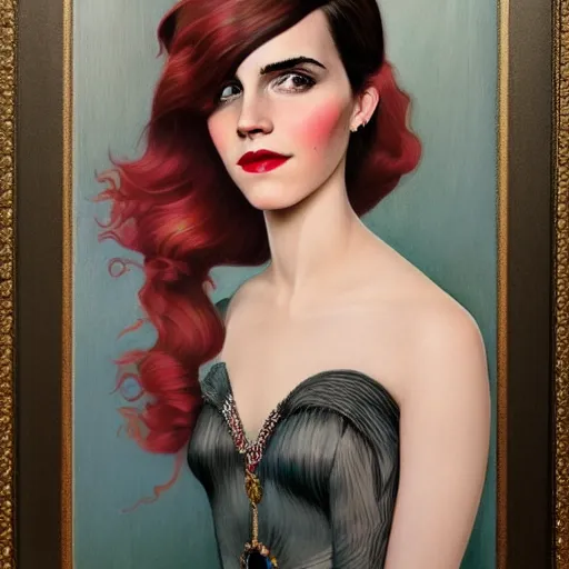 Image similar to a streamline moderne portrait of emma watson in the style of anna dittmann and donato giancola and charles dulac.