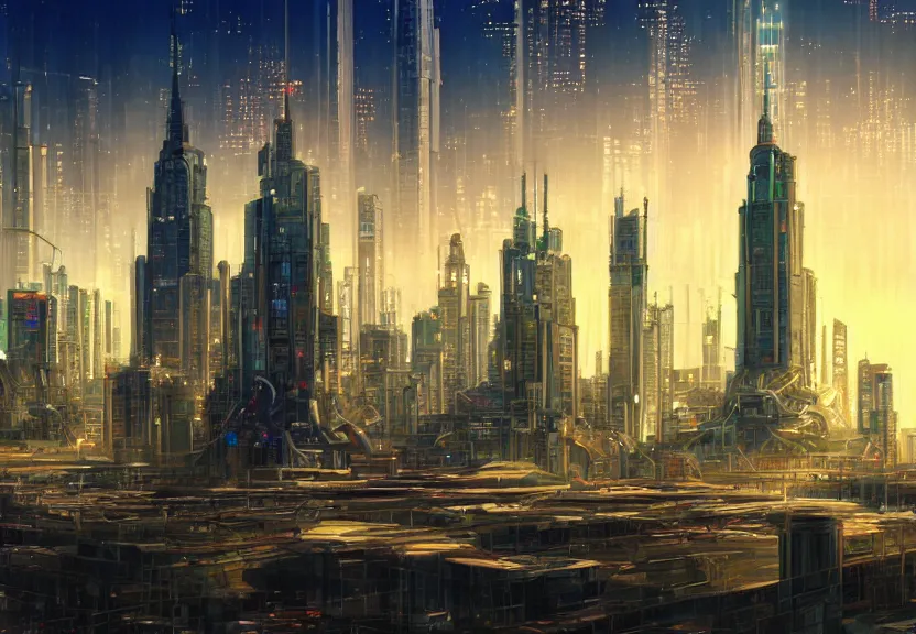 Image similar to a distant mormon temple in cyberpunk neo tokyo