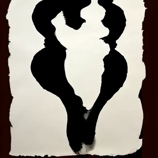 Prompt: one big inkblot on the paper, rorschach test, symmetrical, lightly styled to Aubrey Beardsley