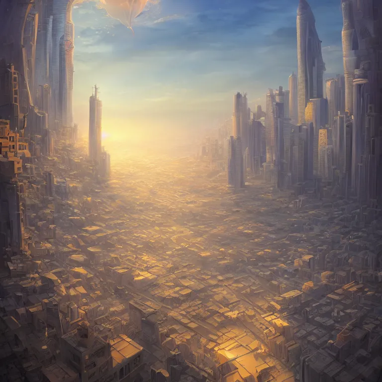Prompt: A beautiful ultra detailed matte painting of riyadh at DAWN, cinematic lighting, vivid, byCyril Rolando, David Wiesner, unreal engine, featured on artstation