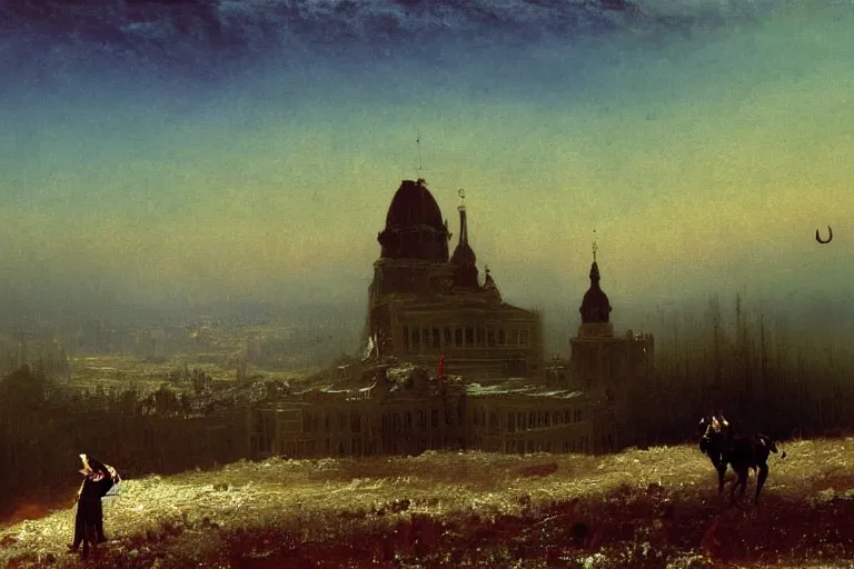 Image similar to painting of the phantom of kiev, by albert bierstadt