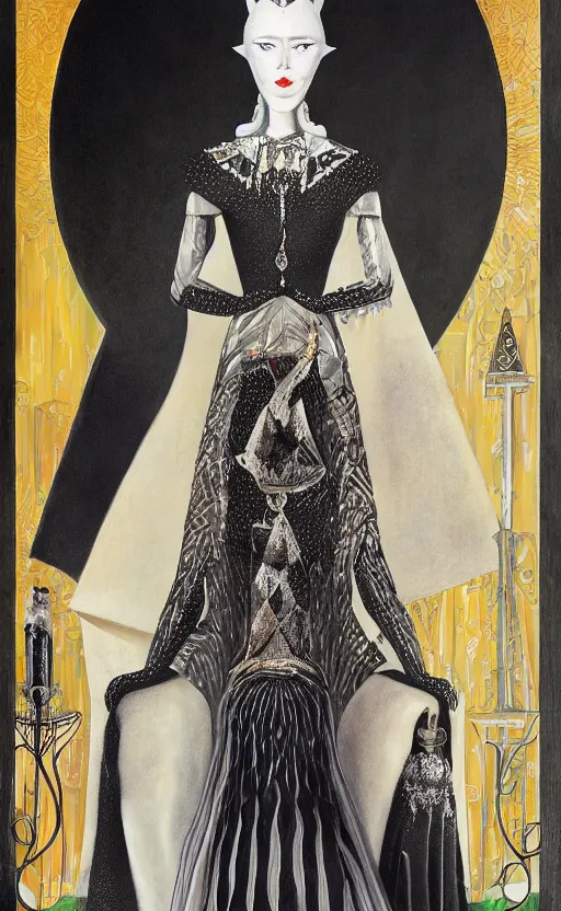 Prompt: a Hungarian portrait of a Queen, by Marcel Jankowicz, by Kay Nielsen,, by Georgia o Keeffe, trending on artstation , winner,dark fantasy, tonalism