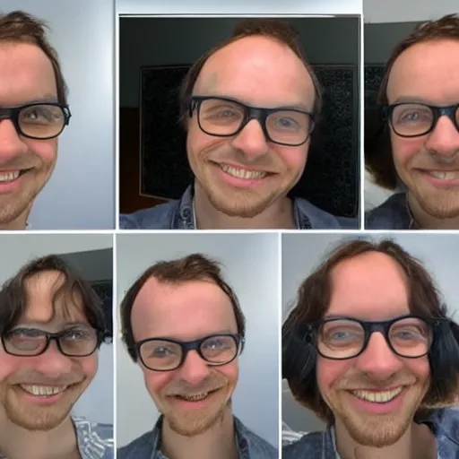 Image similar to the Stable Diffusion AI taking a selfie of itself and looking happy