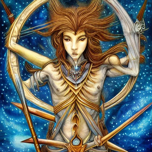 Image similar to detailed and sharp sagittarius artistic zodiac artwork, mystic style, detailed, 8 k, detailed, symmetrical, by brian froud