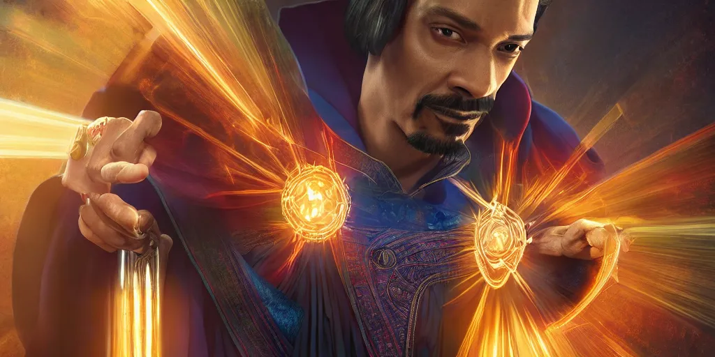 Image similar to snoop dogg doctor strange, refractions, highly detailed, environmental light, cinematic by francis tneh