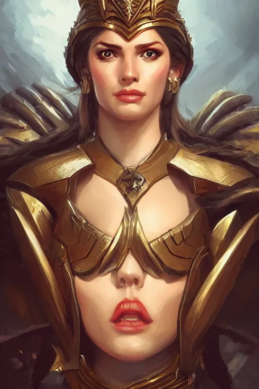 Image similar to amazon valkyrie athena, d & d, fantasy, portrait, highly detailed, headshot, digital painting, trending on artstation, concept art, sharp focus, illustration, art by artgerm and greg rutkowski and magali villeneuve