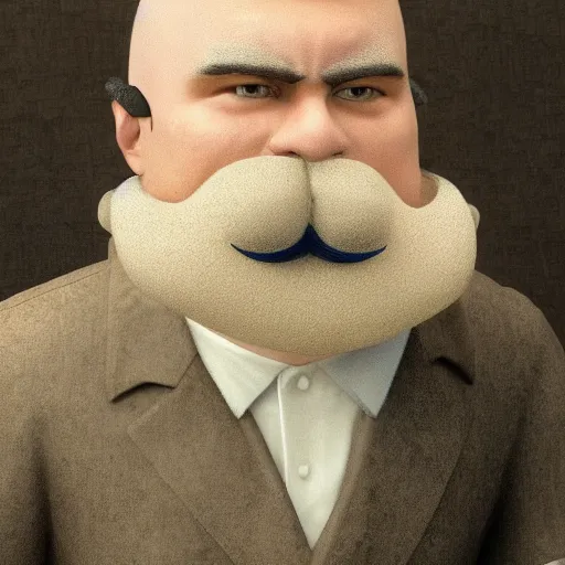 Image similar to A guy with a big moustache and a shaved head, 8k highly detailed face